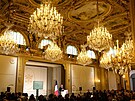 Projev francouzského prezidenta Emmanuela Macrona v Paíi ped jeho návtvou...