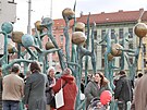 Slavnostn odhalen Hrachoviny na opravenm Mendlov nmst. Socha od Jaromra...