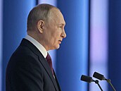 Ruský prezident Vladimir Putin při projevu, kde shrnul rok války na Ukrajině....