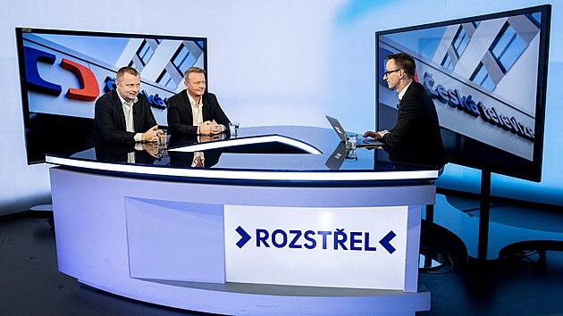 Hostem poadu Rozstel je f Rady TK David Soukup (vpravo) a f Rady esk televize Karel Novk.