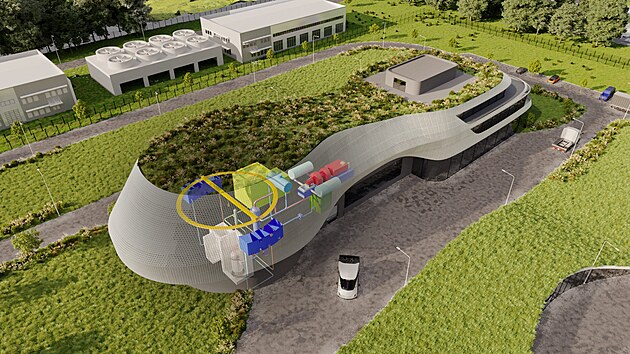 Vizualizace malého modulárního reaktoru CR-100. Design elektrárny má na starosti společnost Xtend. (22. února 2023)