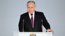 Ruský prezident Vladimir Putin pi svém projevu (21. února 2023)