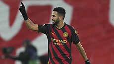 Rijád Mahriz v utkání Ligy mistr proti Lipsku.