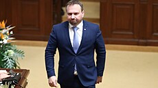 Ministr práce a sociálních věcí Marian Jurečka při vystoupení ve Sněmovně