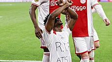 Mohammed Kudus z Ajaxu p�i oslav� gólu v ligovém utkání proti Spart� Rotterdam...