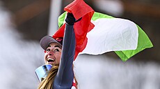 RADOST. Italka Sofia Goggiaová slaví triumf ve sjezdu v Crans Montaně.