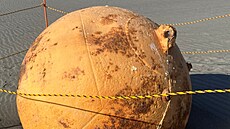 Moe vyplavilo u japonských beh záhadnou oranovohndou kouli. (22.února 2023)
