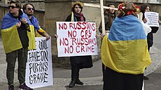 Demonstranti protestují proti účasti ruské delegace na jednání OBSE ve Vídni.... | na serveru Lidovky.cz | aktuální zprávy