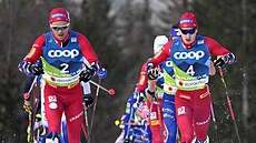 Nortí bci bhem skiatlonu na MS v Planici, vlevo Paal Golberg, vpravo Simen...