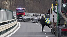 První nehoda na nov oteveném západním okruhu Plzn (21. února 2023)