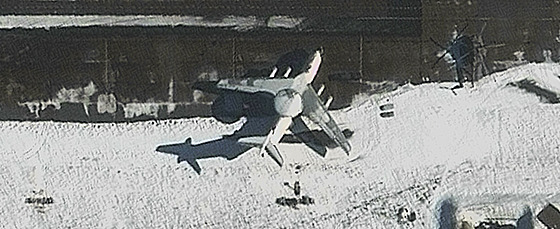 Ruský zpravodajský letoun A-50 na bloruském letiti Mauliy (28. února 2023)
