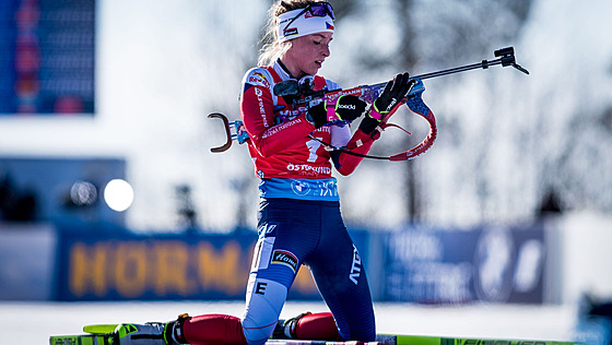 eská biatlonistka Markéta Davidová ve vytrvalostním závodu v Östersundu.