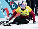 Eva Adamczyková se raduje z vítzství.ve snowboardcrossu na MS v gruzínském...