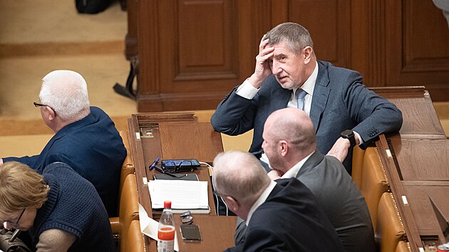 Jednání Poslanecké snmovny. Na snímku éf ANO Andrej Babi. (2. bezna 2023)
