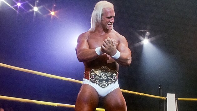 Hned za n skonil Hulk Hogan, legenda wrestlingu i mulletu.