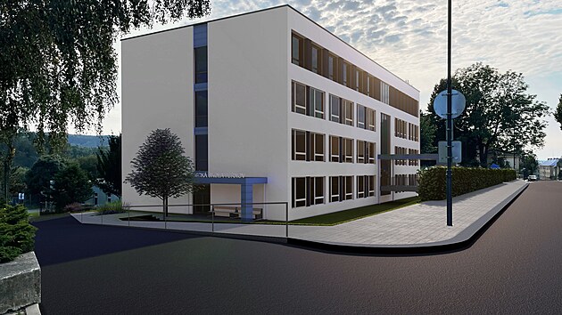 Vizualizace Střední zdravotnické školy v Turnově - takto má vypadat po rozšíření o nástavbu čtvrtého patra.
