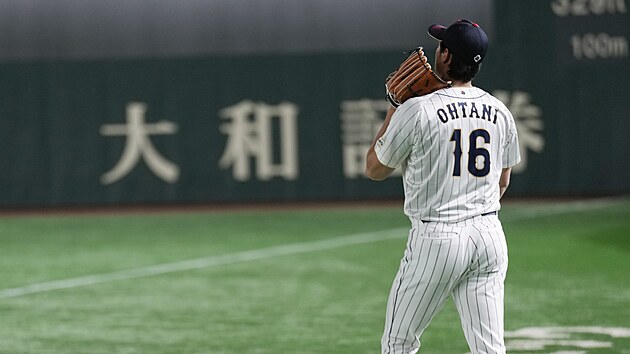 hei Ohtani bhem trninku japonsk reprezentace ped tokijskm turnajem World Baseball Classic