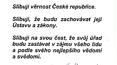 Prezidentský slib Miloe Zemana z inaugurace 8. bezna 2013.