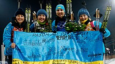 lenky vítzné ukrajinské tafety en Vita Semerenková, Julija Dymová, Olena...