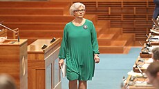 Senátorka Daniela Ková�ová p�i jednání o sní�ení valorizace penzí. (8. b�ezna...