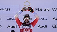 Švýcar Marco Odermatt po vítězství v super-G v Aspenu