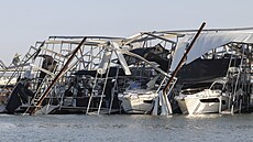 Poničené doky po ničivé bouři v Texasu (3. března 2023)