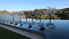 Výhled p�es bazén do okolí