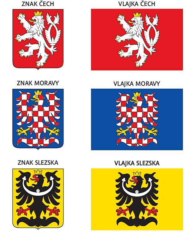 Vlajky a znaky ech, Moravy a Slezska podle obrazové pílohy Návrhu zákona...