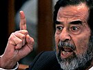 Svrený irácký vdce Saddám Husajn ped soudem (21. srpna 2006) 