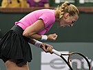eská tenistka Petra Kvitová se raduje v osmifinále turnaje v Indian Wells.