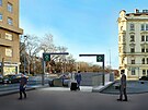 Vizualizace stanice metra Jiího z Podbrad v Praze 3 bez pístek