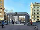 Vizualizace stanice metra Jiího z Podbrad v Praze 3 s písteky