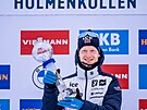 Johannes Bö po triumfu ve sprintu v Holmenkollenu. S malým glóbem za triumf v...