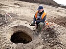 Archeologov v Brn (na snmku Petr Kos) pi przkumu ped rozenm D1...