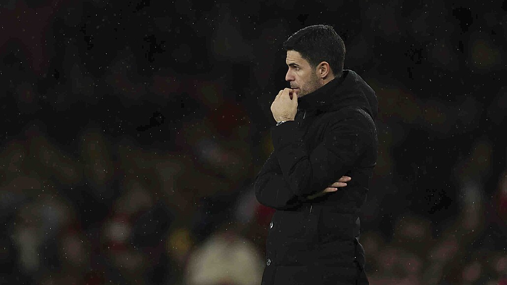 Mikel Arteta b�hem utkání proti Sportingu.