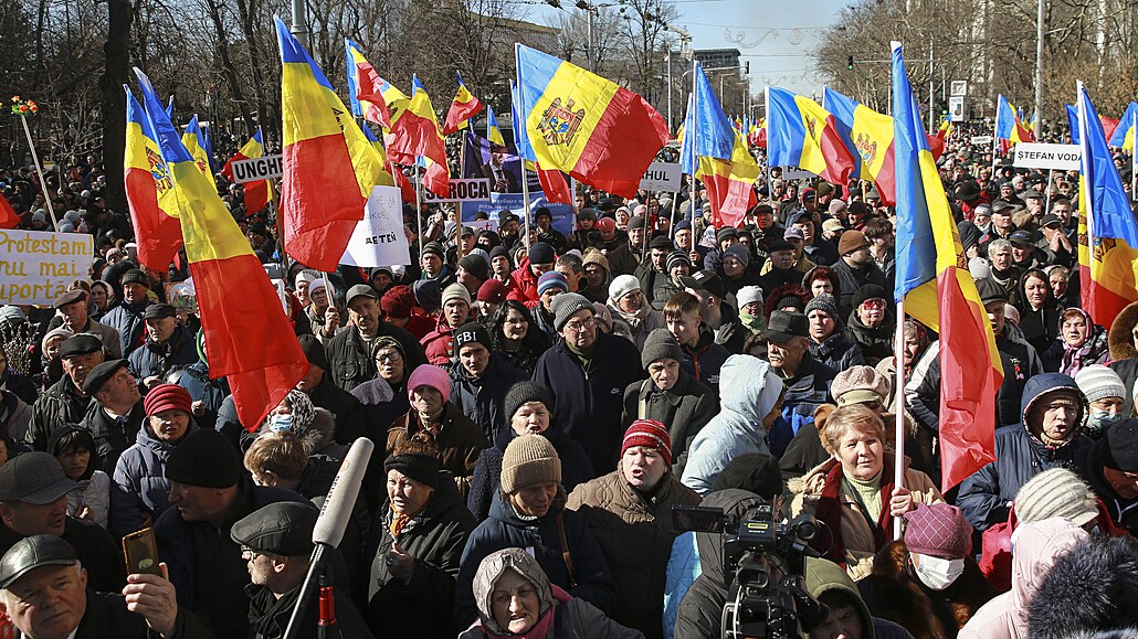 Protivládní demonstrace v Moldavsku (12. bezna 2023)