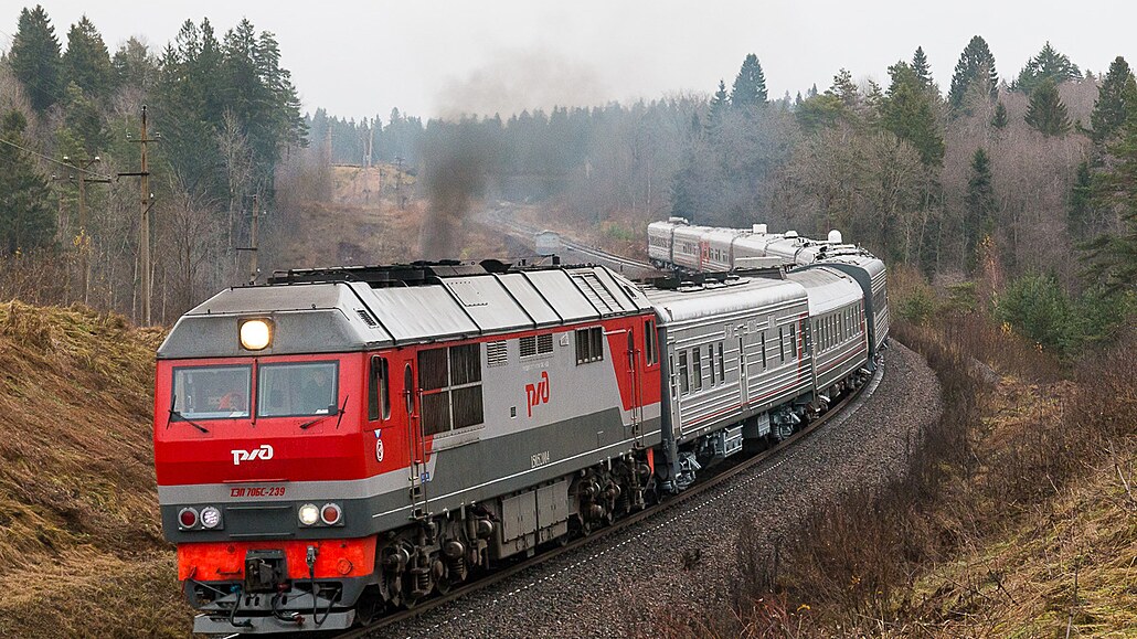 Soukromý vlak ruského diktátora Vladimira Putina na snímku, který poídil ruský...