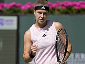 Karolína Muchová ve tvrtfinále turnaje v Indian Wells.