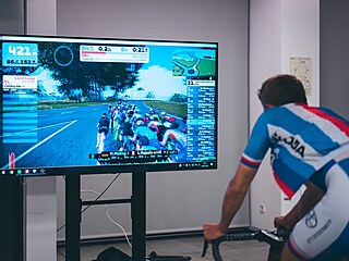 Daniel Turek během mistrovství světa ve virtuální cyklistice.