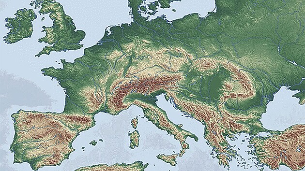 Slepá mapa evropských hor