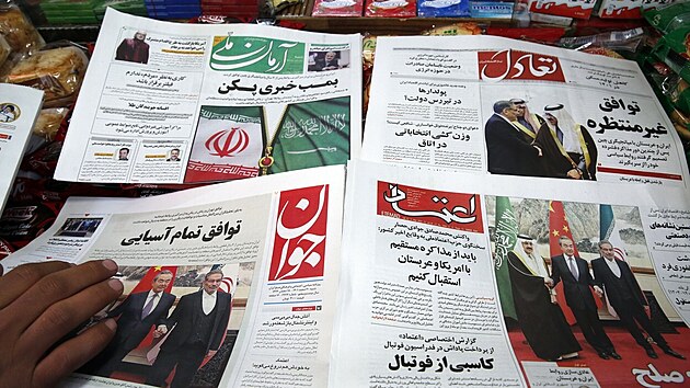 �r�nsk� tisk informuje o dohod� mezi Sa�dskou Ar�bi� a �r�nem o obnoven� diplomatick�ch vztah� zprost�edkovan� ��nou. (11. b�ezna 2023)