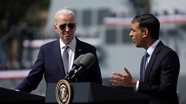 Americk prezident Joe Biden a britsk premir Rishi Sunak (13. bezna 2023)