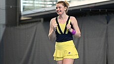 �eská tenistka Lucie Havlí�ková se raduje z vít�zství na turnaji v Trnav�.