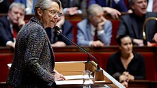Francouzská premiérka Elisabeth Borneová pednáí projev v Národním shromádní...