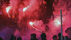 Fanou�ci Baníku Ostrava v ligovém utkání proti Spart�.