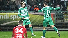 Martin Hála (17) slaví gól proti Pardubicím.