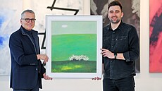 Jan Samec a Jan Samec mladí pi zahájení výstavy v Mstské galerii Karlovy...