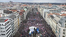 Úastníci demonstrace, kterou do centra Prahy na Václavské námstí svolala...