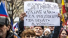 Úastníci demonstrace, kterou do centra Prahy na Václavské námstí svolala...