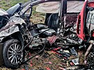 Na eskokrumlovsku se srazilo auto s nkladnm vozem. (24. bezna 2023)